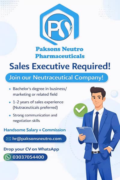 Sales Executive for Neutraceutical & Pharma company