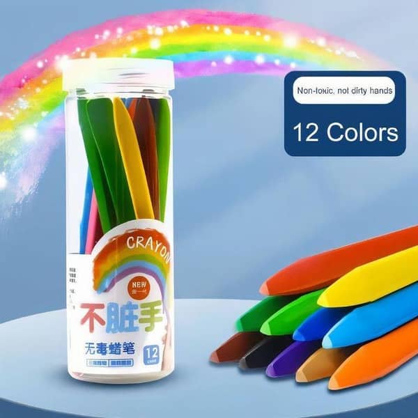 Plastic Crayons Non-Toxic No Dirty Hands and Waterproof Crayon Colours