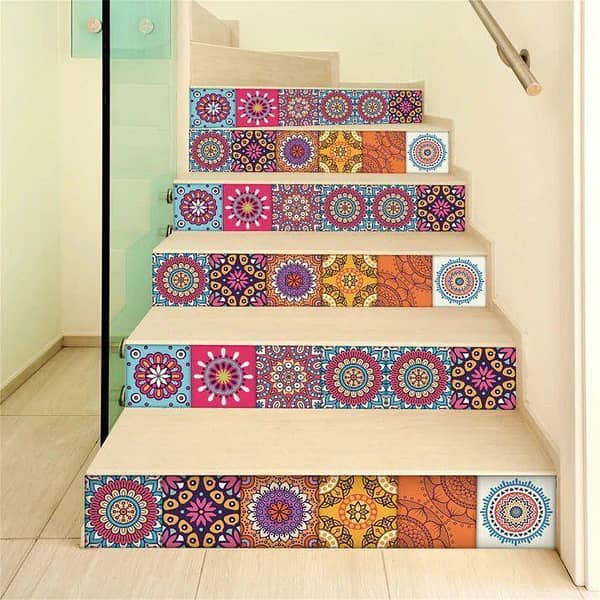 12 Pcs Random Peel And Stick Ceramic Tile Paste stickers  Size : 12 x 12 cm - Mix Random Designs