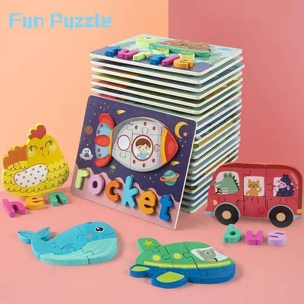 3D Wooden Jigsaw Puzzle for Kids - Small