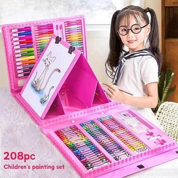 208pcs Kids Drawing Set  Art Supplies   *Includes:* Crayons, Markers, Colored Pencils, Paints, Stencils, Brushes, Pastels, Chalks, Washable Paints, Coloring Pens