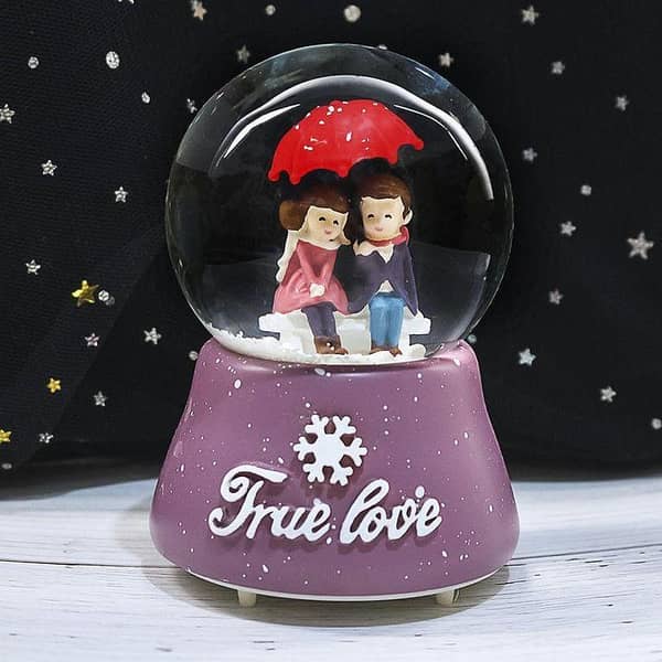 White Moonlight Crystal Ball Music Box for Couples, Home Decor, Creative Rotating Birthday Gift