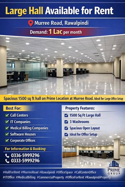 Large Hall Available for Rent Near Murree Road, Rawalpindi