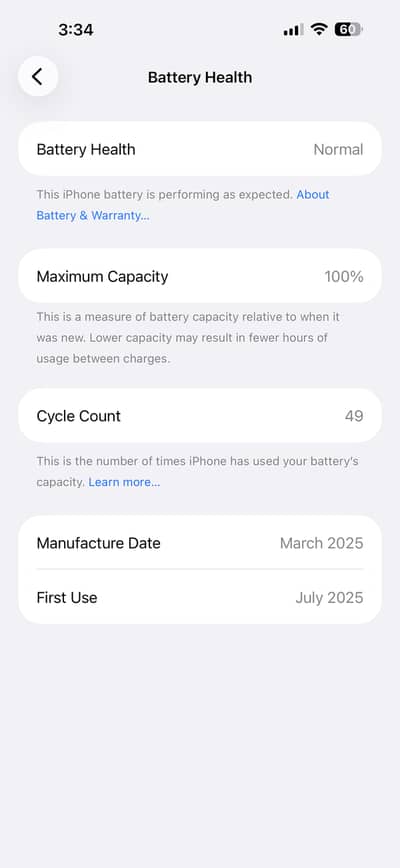 Apple iPhone 16 Pro Max Black 100 battery health 49 cycles