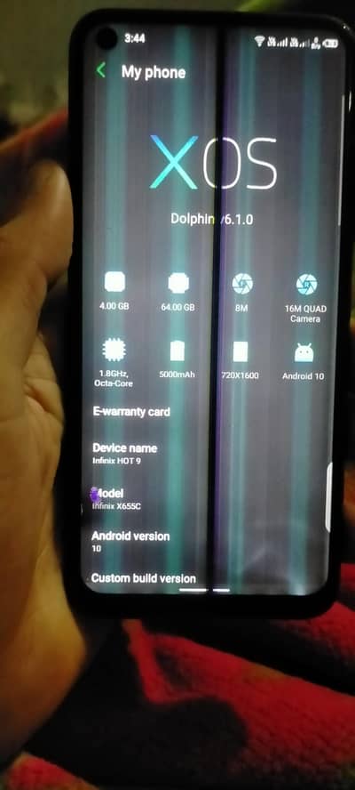 infinix hot 9 pta approved only panel me lines hy no open repair