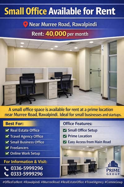 Small Office Available for Rent Near Murree Road, Rawalpindi