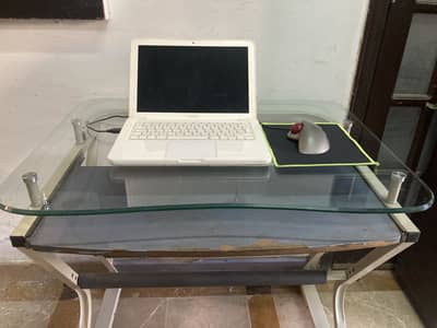 Glass and metal computer table