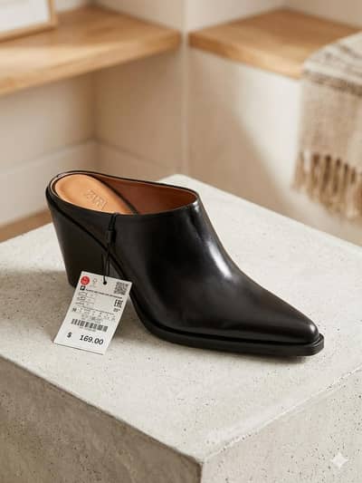50%Off Zara Leather Heeled Mules - Size 39 (Like New!)