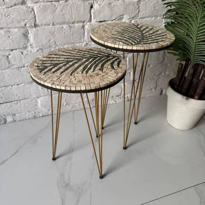 Mosaic Nesting Tables with Coffee Palm Motif