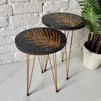 Coffee Palm Motif Mosaic Nesting Tables