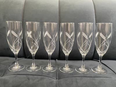 Elegant Glass Set – 13 Pieces (6 Long Stem + 7 Short Stem Glasses)