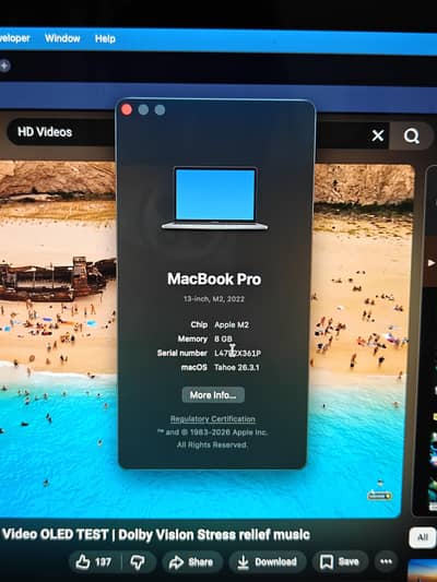 MacBook M2 pro 2022 with touch bar 8-256GB with BOX