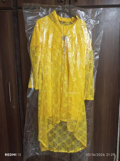 fancy party wear suit, eid suits , yellow suit 2500