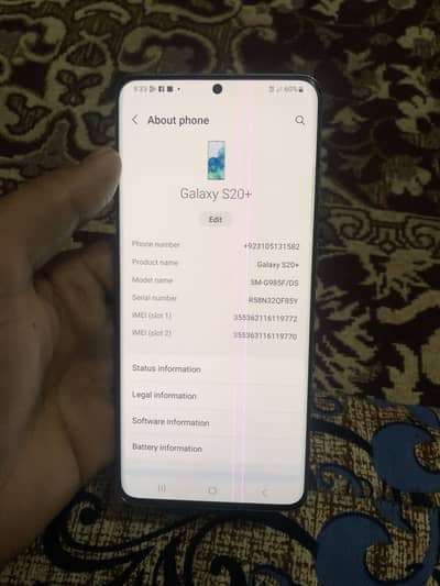 Samsung s20 plus 8+128 non pta but sim warking 03025872079