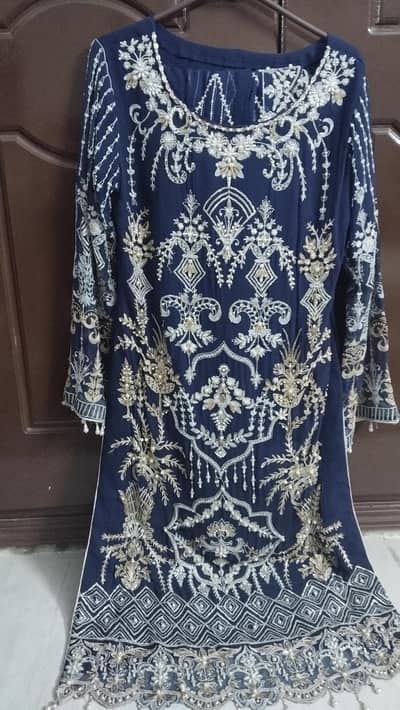 pearl work heavy embroidery dress