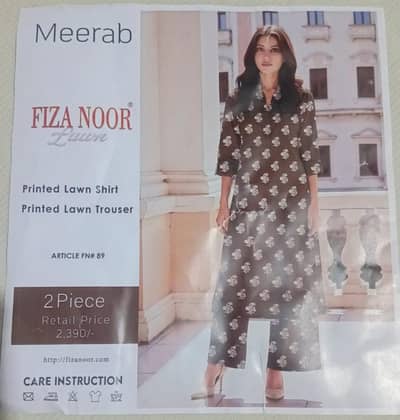 Fiza Noor Unstitched Lawn Suit for Women – New Summer Collection