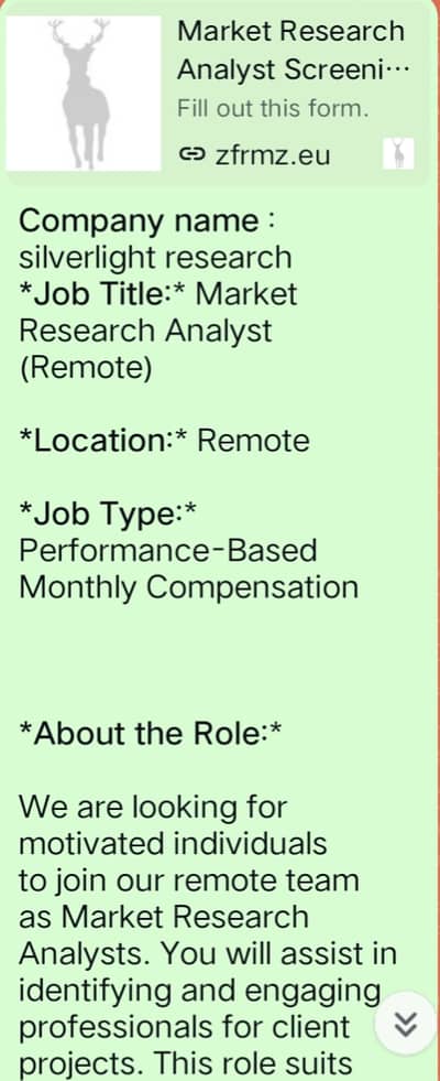 It is a market research analyst role