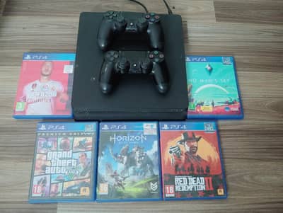 playstation 4 slim with 02 controller and 05 games