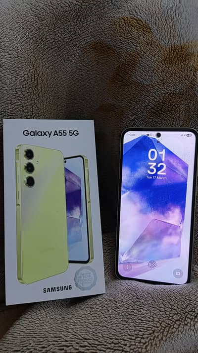 Samsung A55 5g with box and 10 months warranty