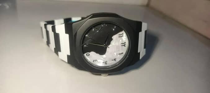 Men's Carbon Fiber Watch Black Grey Golden Square Dial