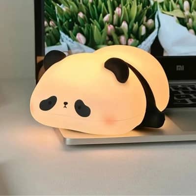 Silicone Panda Night Lamp USB Off White 13x11x6cm