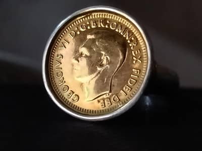 Antique 1952 Australian Silver Coin Ring (925 Sterling Silver)