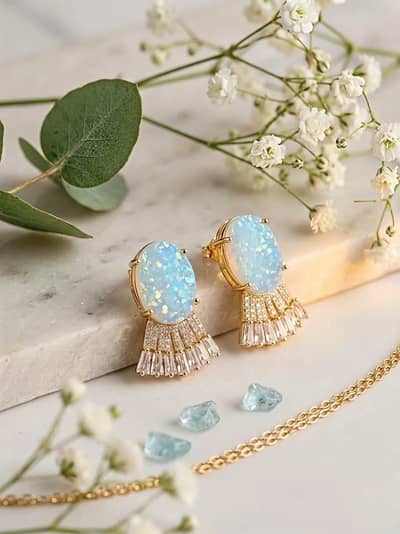 Modern Design Gold Plated Crystal Earrings