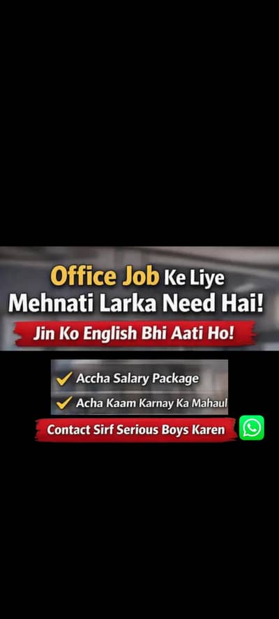 Need hardworking+ educated boys for office job