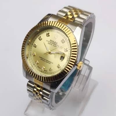 Rolex Datejust Gold Dial Men Watch 24K Gold Bezel