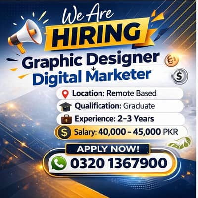 Hiring Digital Marketer + Graphic Designer Remote Based Job