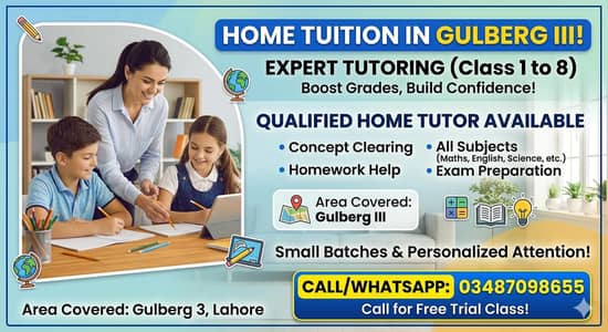 Teution service by a female teacher in gulberg 3 block a3