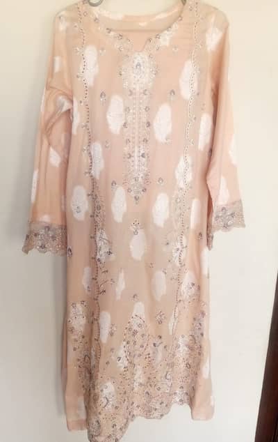 Soft Peach Kurti with Fine Embroidery – Perfect for Events