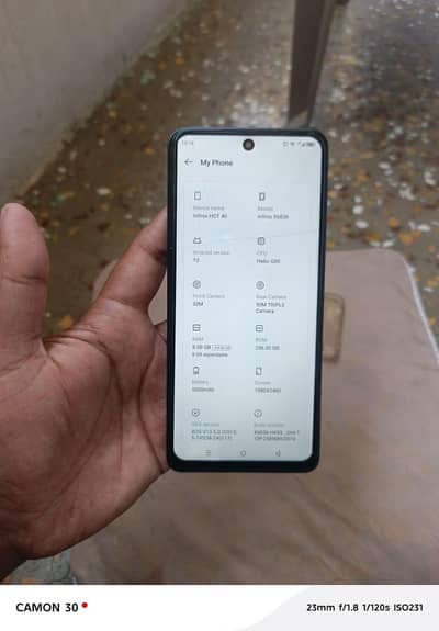 Infinix hot 40 8/256 minor hair line crack only phone