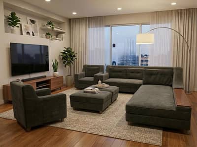 Premium 8-Seater Modular Velvet Sectional Sofa Set.