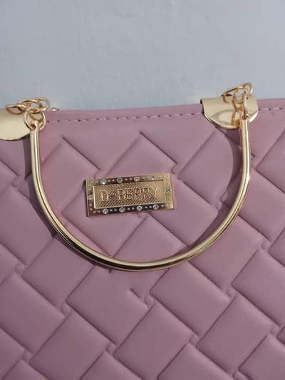 Stylish Pink Ladies Handbag – 3 Pockets + Long Strap | New