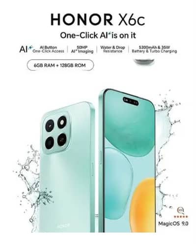 Honor x6c 6-128 big bettry fast charging and 120hz rf rate