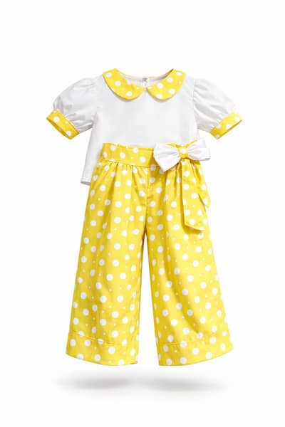Cute Yellow Polka Dot Kids Outfit | Stylish & Comfortable 2-Piece Set