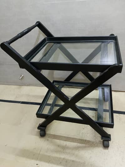 Food & Tea Trolley. Black polish habitt ki