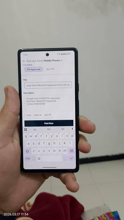 Google Pixel 7A Official PTA Approved.