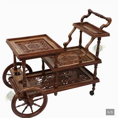 Wooden chinioti guest serving trolley FOR SALE