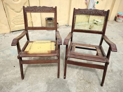 2 wooden chairs