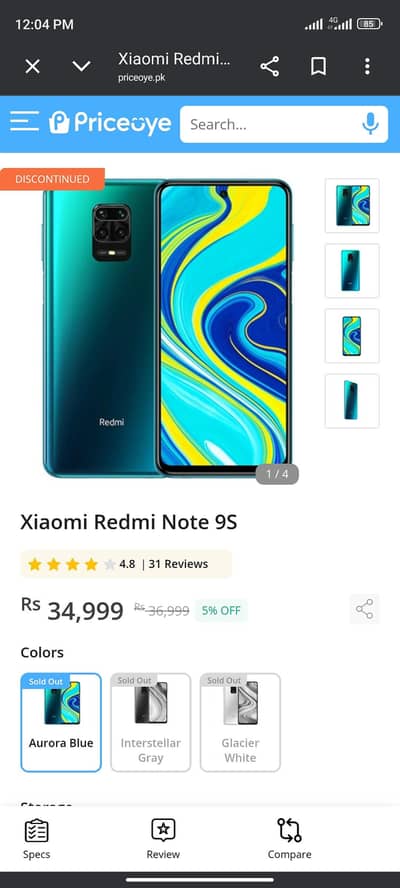 Redmi note 9s unopened with box