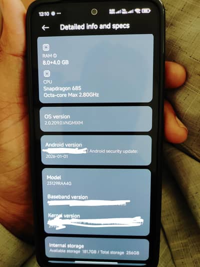 8 gb+4 gb Ram 256 gb Rom 120 htz with box and ultra fast 33Watt chargr