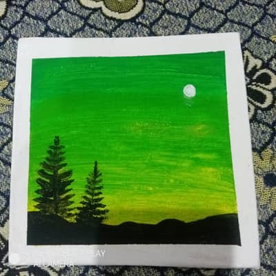 Handmade Green Landscape Painting | Wall hanging