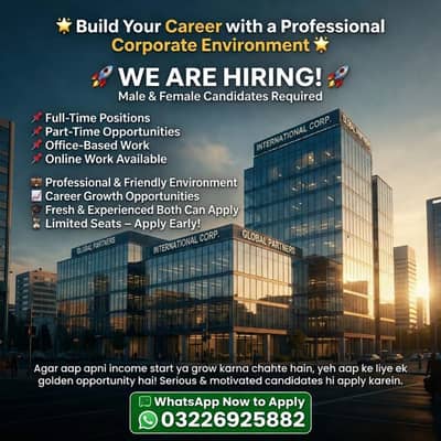 We are hiring male and female candidate's for full time part time work