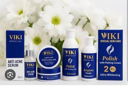 Viki. 3 in 1 skin care bundle whiting. serum  polish cream