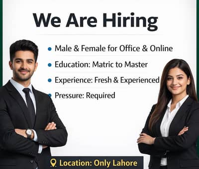 Office & Online Work Jobs Available – Male/Female (Lahore)