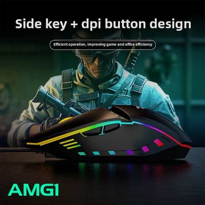 6D RGB Gaming Mouse - 3200 DPI Adjustable - Ergonomic Wired Mouse