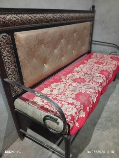sofa set and bed .  iron