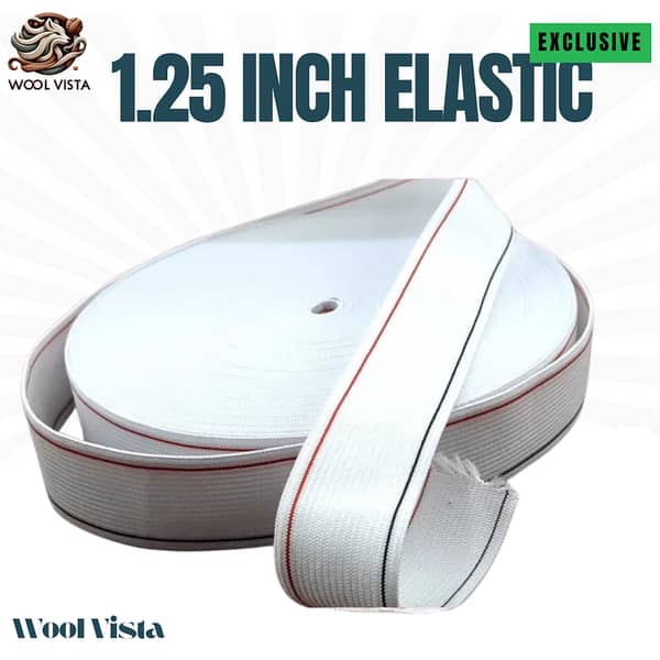 Elastic Band for Sewing 1.25 Inch Wide, 5–25 Yards, White